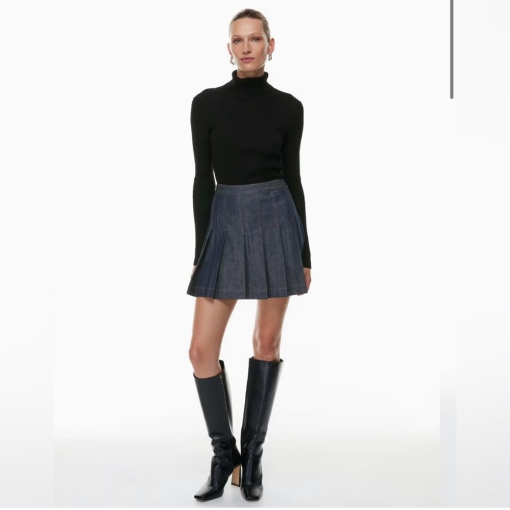 Aritzia Babaton Pleated Denim Mini Skirt